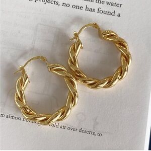 Elegant Gold Twisted Hoop Earrings